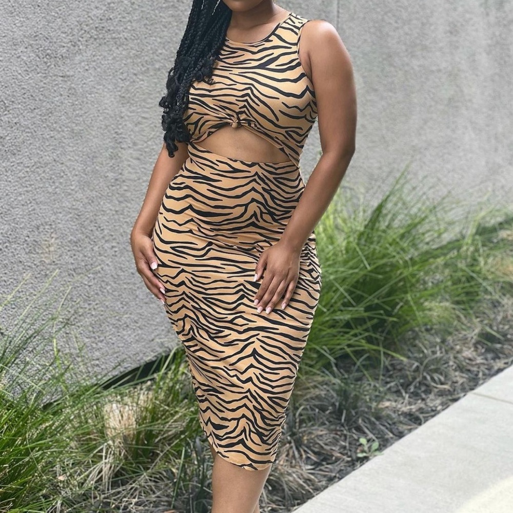 Zebra cutout printed dress